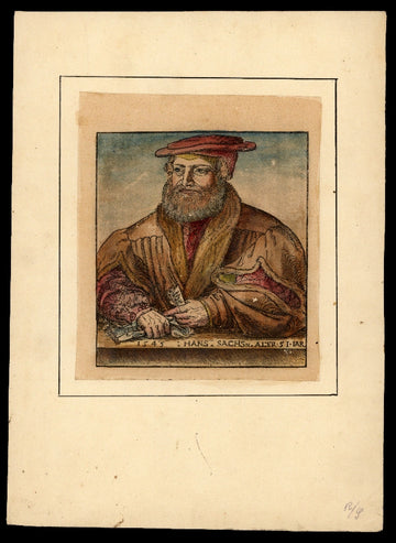 Porträt Hans Sachs von Michael Ostendorfer, 1545 – eine Darstellung aus Sachs' Lebenszeit.