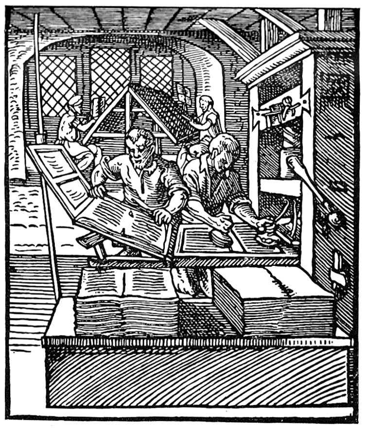 Historische Darstellung des Handwerks: Buchdrucker
