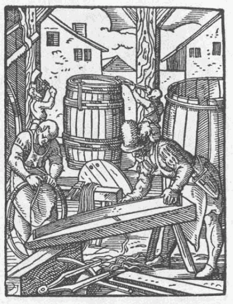 Historische Darstellung des Handwerks: Böttcher / Küfer