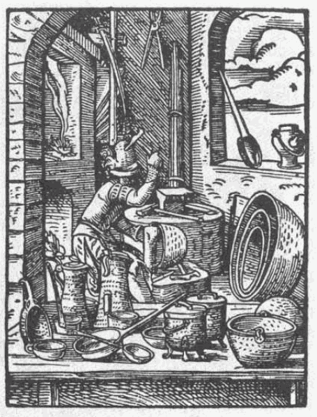 Historische Darstellung des Handwerks: Kupferschmied