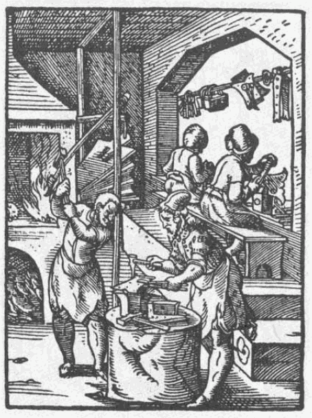 Historische Darstellung des Handwerks: Schlosser