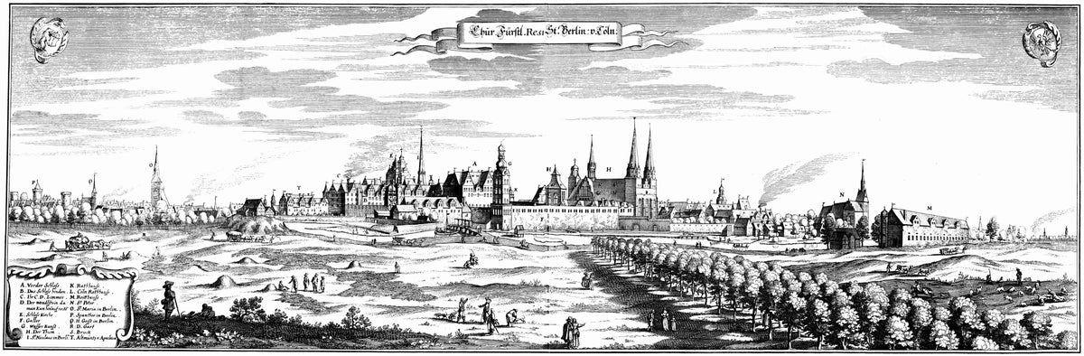 Historische Ansicht von Berlin und Cölln, Matthäus Merian, 1652
