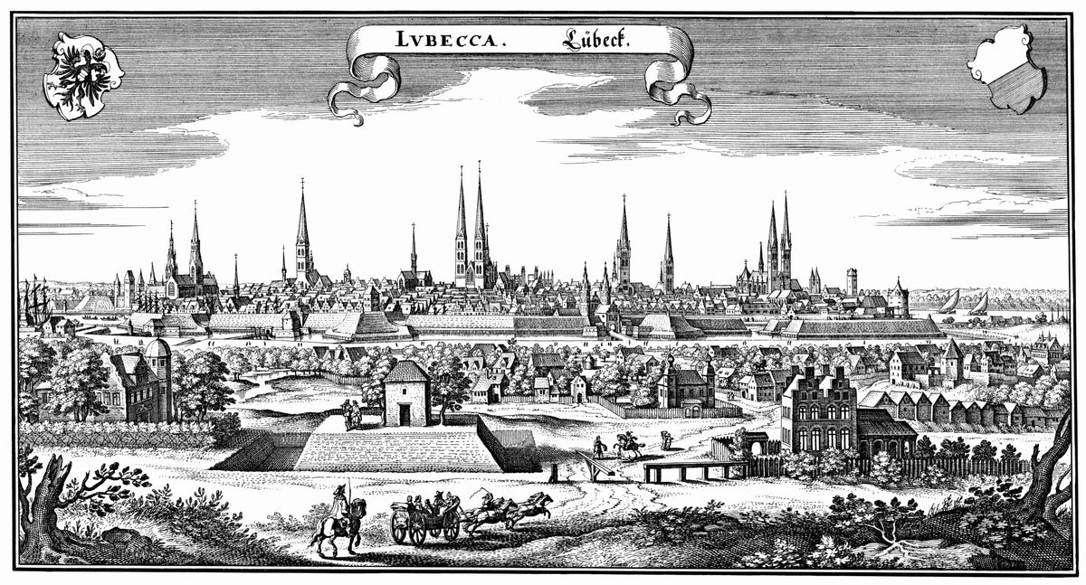 Historische Stadtansicht von Lübeck im 17. Jahrhundert