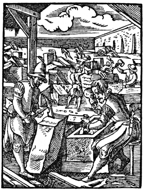 Historische Darstellung des Handwerks: Steinmetz