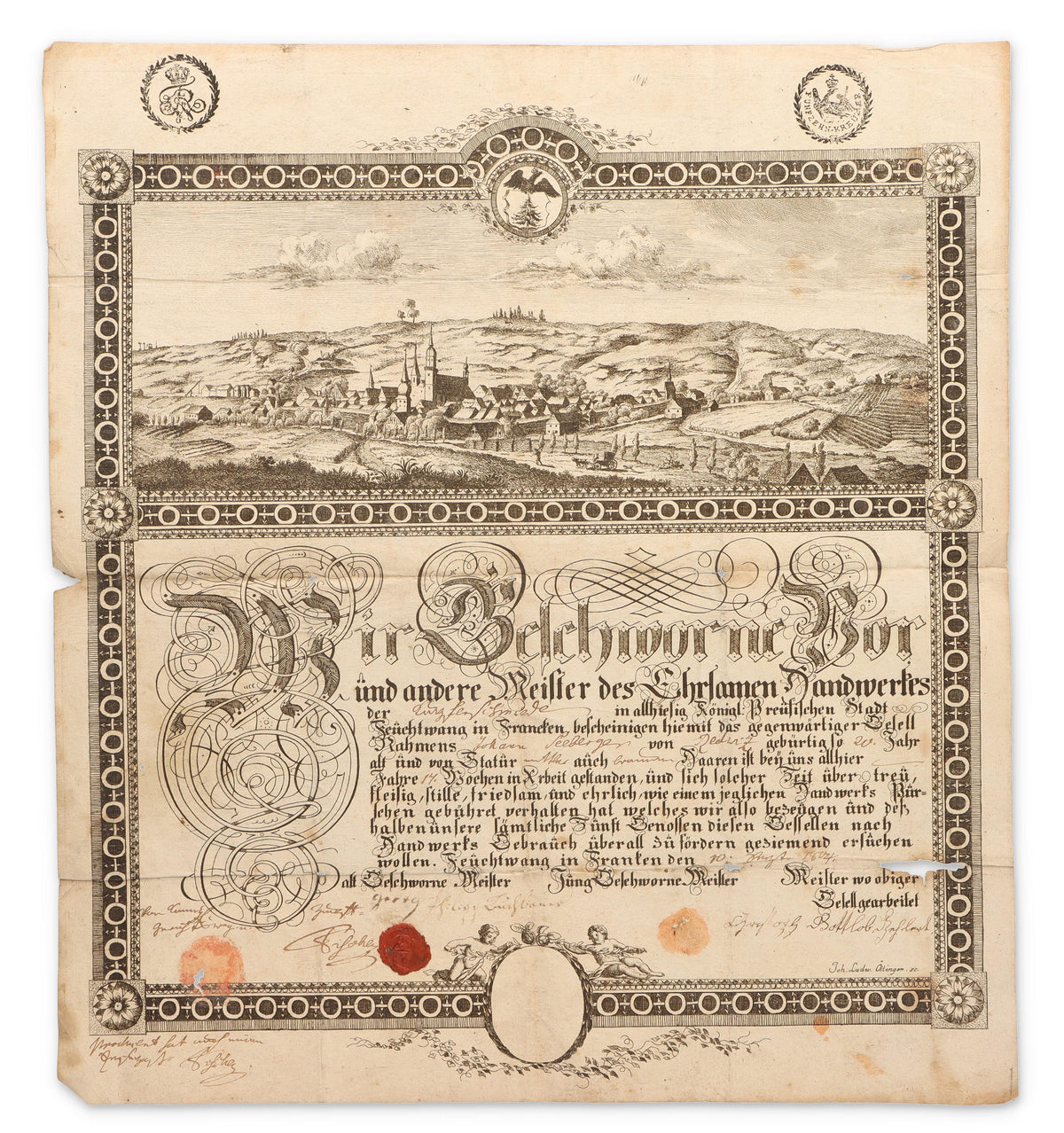 Kupferschmiede – historisches Original-Zunftsiegel aus Feuchtwangen