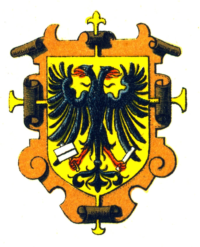 Historisches Buchdrucker-Zunftwappen aus Ritters geographisch-statistischem Lexikon von 1895